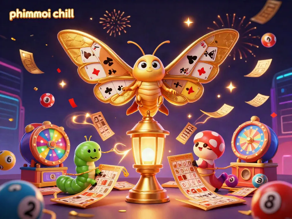 Experience phimmoi chill with an energetic digital scene of casino-themed 3D characters and vibrant elements.