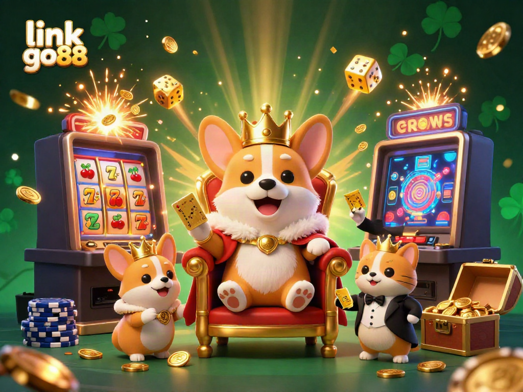 Experience the thrill of gaming with link go88 in this vibrant, dynamic casino illustration.
